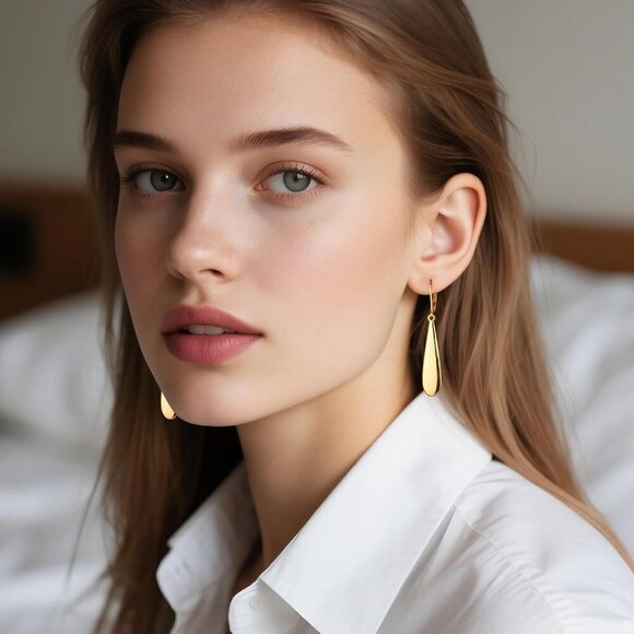 Brand New 14k Gold Teardrop Earrings Women's Jewelry Gift - Picture 2 of 7